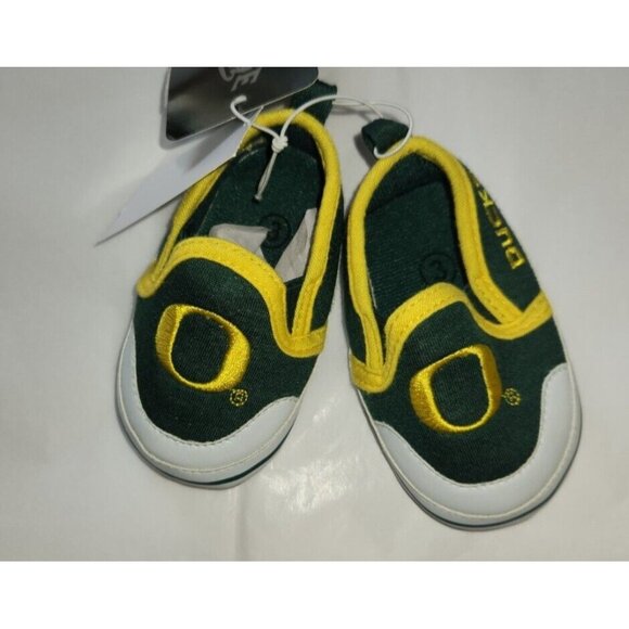 ncaa OREGON DUCKS Soft Sole Crib Baby Shoes Sz 3 {6-9 MONTHS) new with tags - Picture 1 of 9